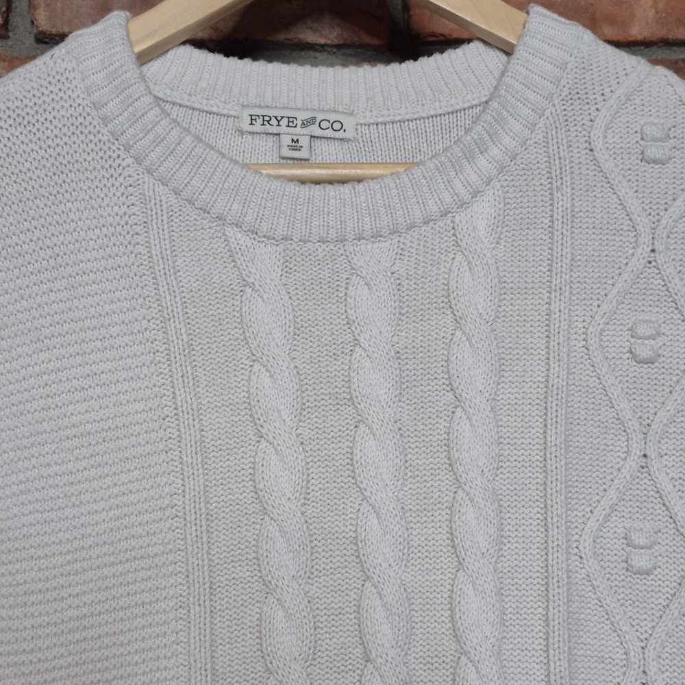 Frye & Co Cable Knit Sweater Vest Medium Ivory Cotton Blend Sleeveless Knit Top - Picture 5 of 9